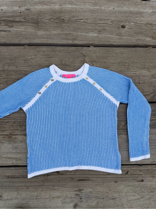 Lilly Pulitzer Sweaters - Lilly Pulitzer Light Blue Knit Crewneck with White Trim